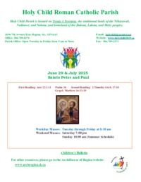 June 29 & July 2025 Saints Peter and Paul